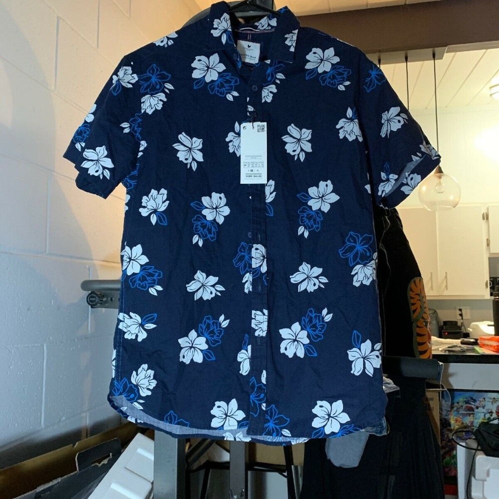 Cactus man blue white Hawaii Flowers Shirt